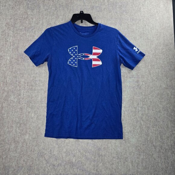 Under Armour Mens Freedom Flag T-Shirt Medium Blue - Picture 1 of 7